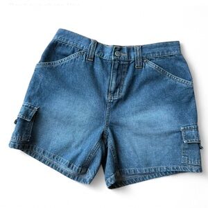 SO y2k Blue Cargo Shorts 100% Cotton Relaxed Fit Size Women’s 3